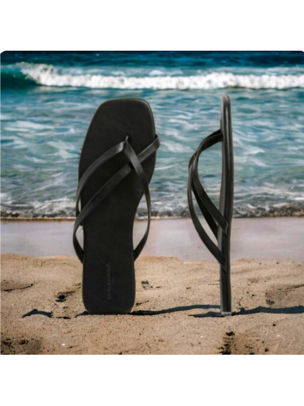 BANANA REPUBLIC Barely There Sandals strappy black new with storage wear 7